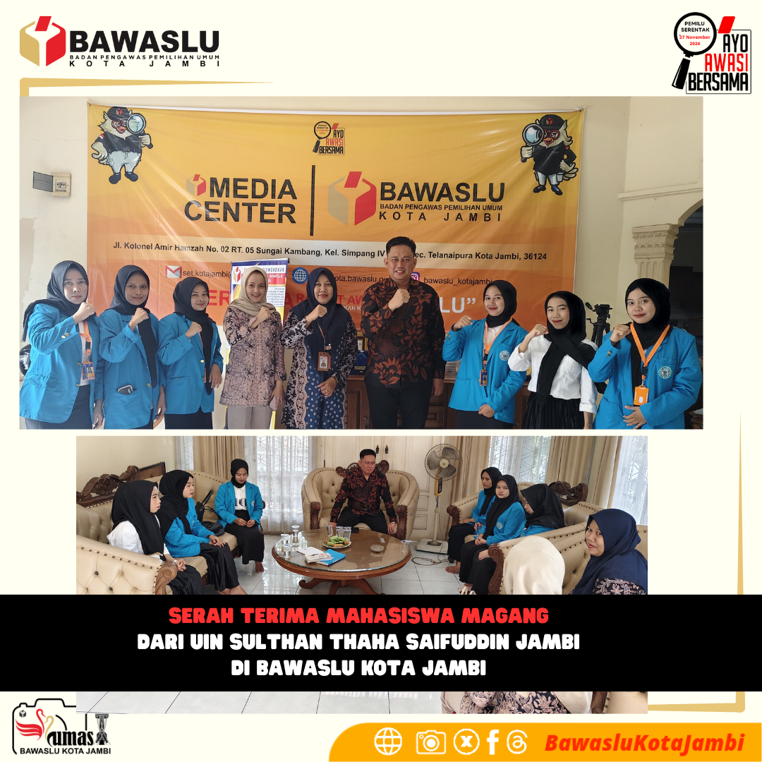 Foto bersama Mahasiswa Intern, Dosen dan Anggota Bawaslu Kota Jambi