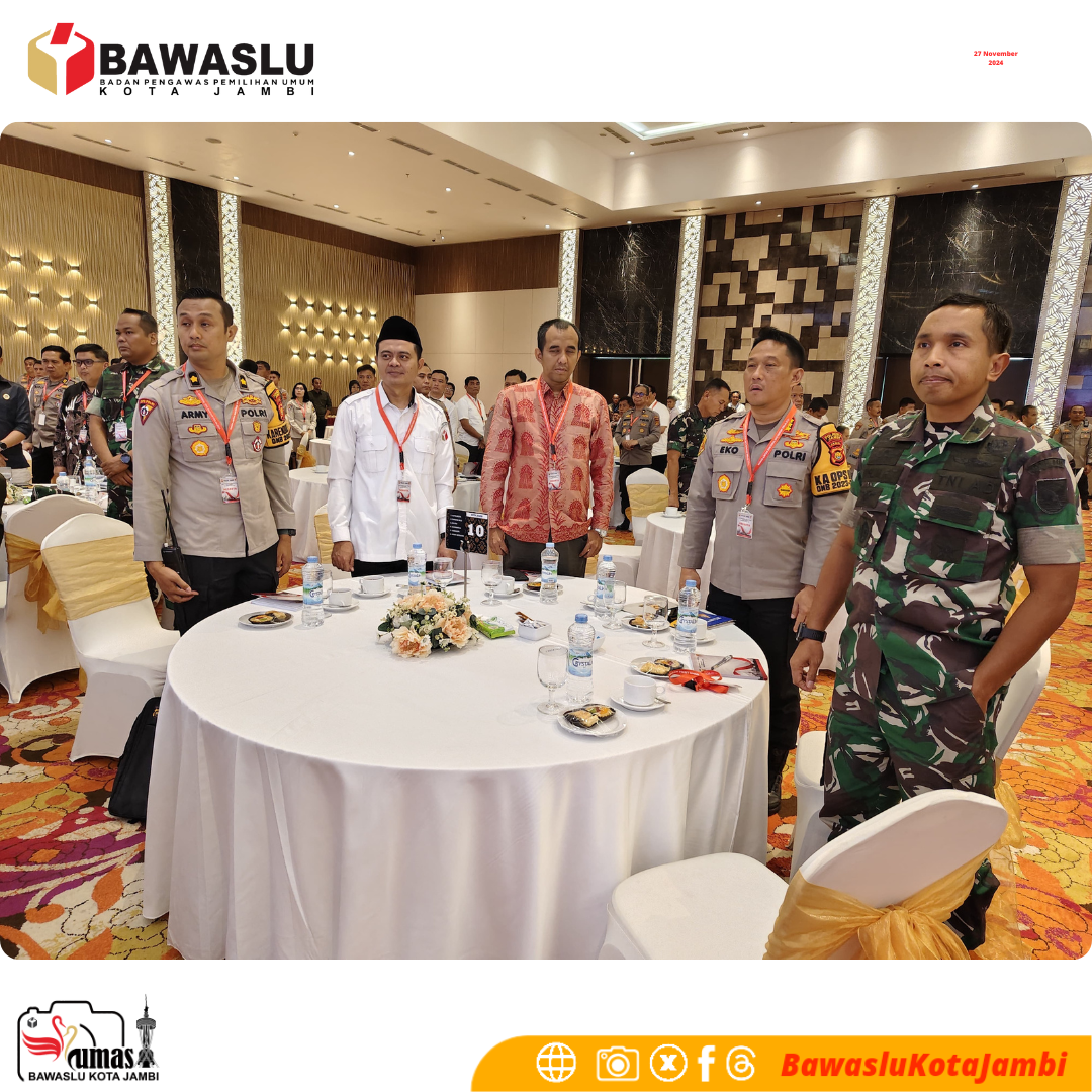 Foto Ketua Bawaslu Kota bersama Dandim, Kapolresta dan Ketua KPU Kota Jambi