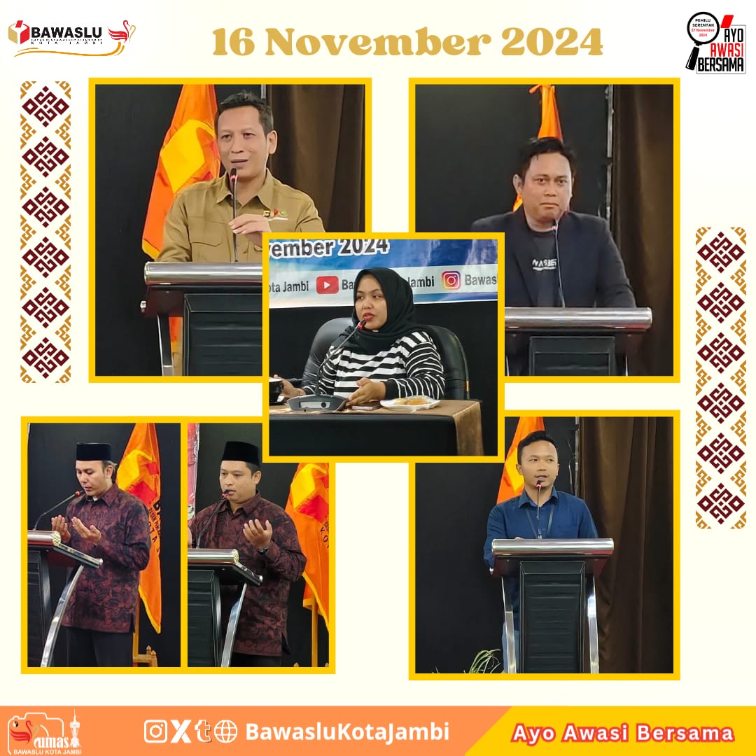 Pembukaan acara oleh Anggota dan Korsek Bawaslu Kota Jambi dan doa dipimpin oleh panwascam di kota Jambi