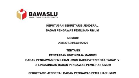 Tangkapan Layar Surat Keputusan Sekjen Bawaslu RI